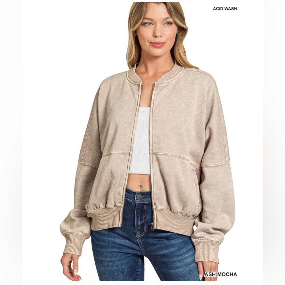 95 ❤️ NEW ash mocha ACID WASHED FLEECE
JACKET